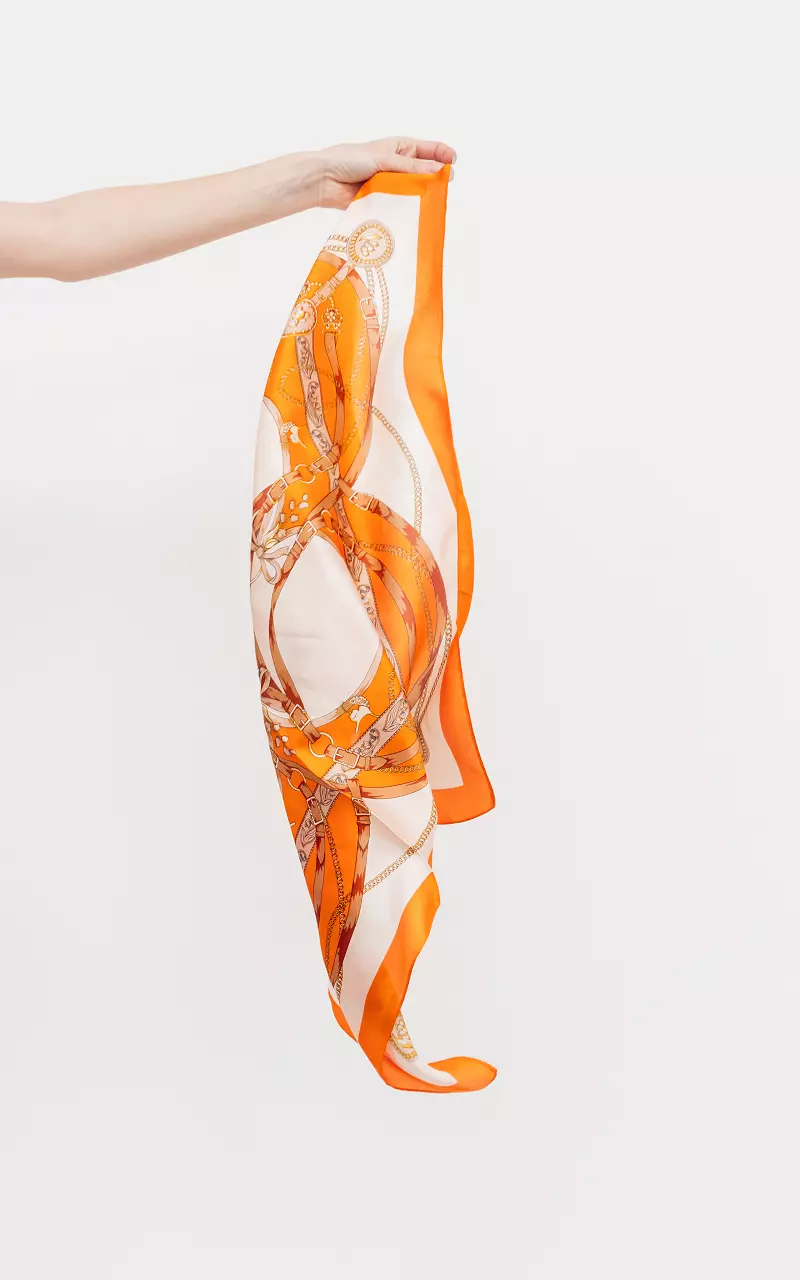 Silk-look squared scarf Orange Cream