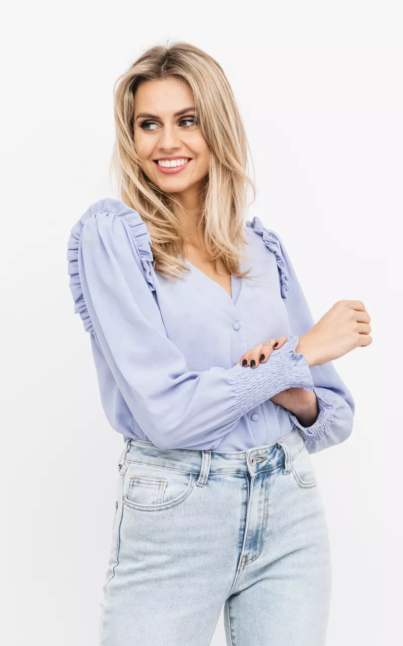 V-neck blouse with ruffles Lilac