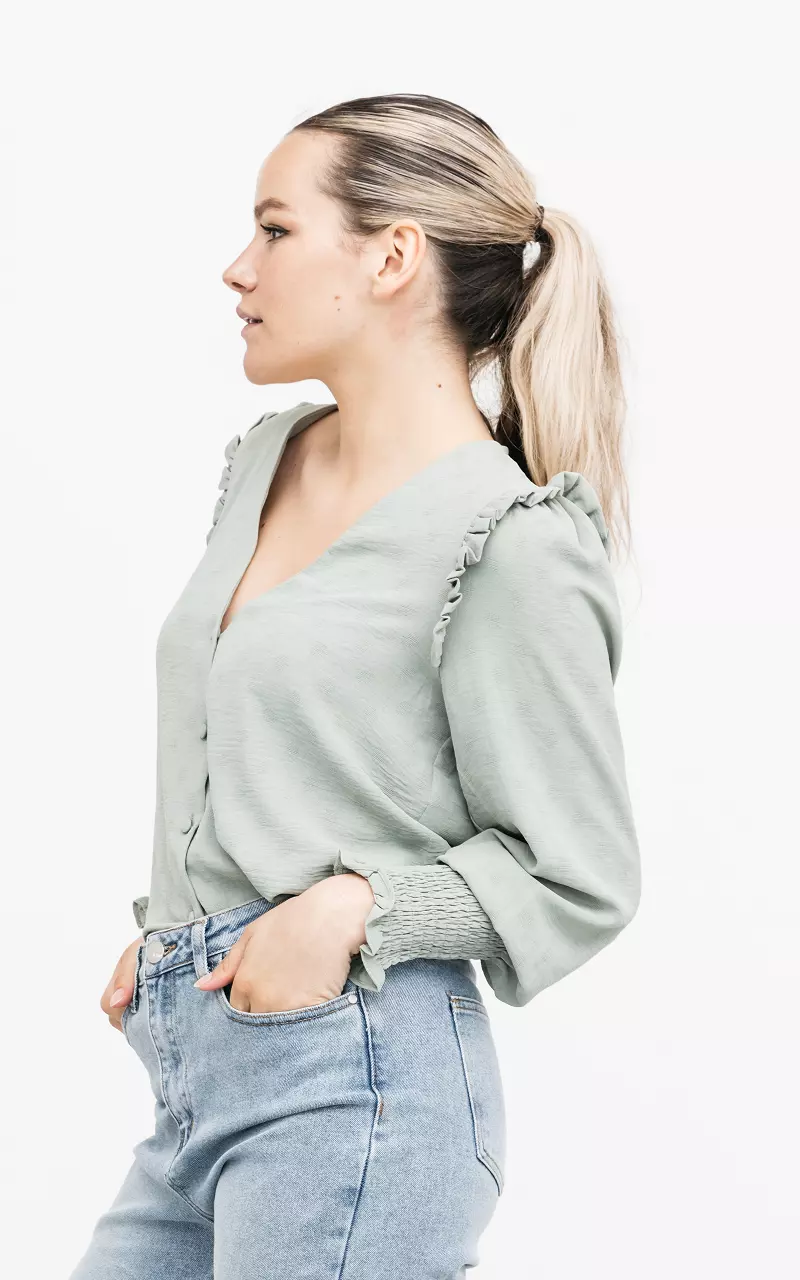 V-neck blouse with ruffles Mint