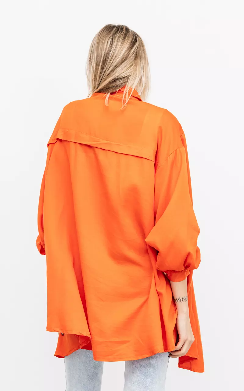 Oversized Bluse mit Knöpfen Orange