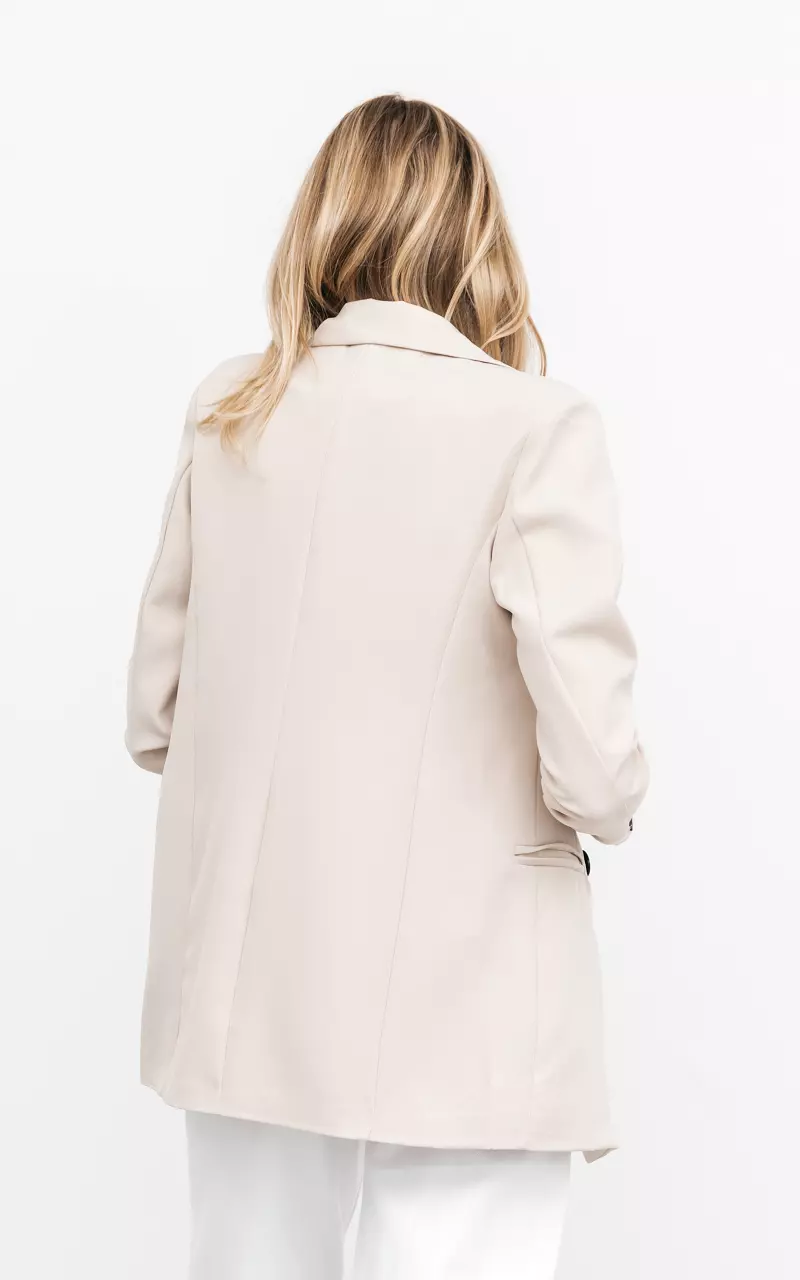 Double-breasted blazer with shoulder pads Beige