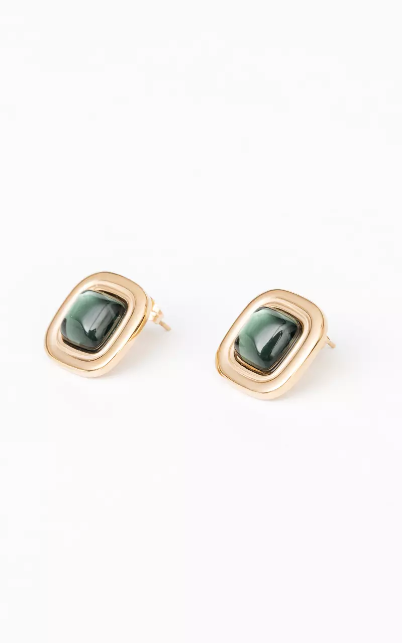 Stainless steel earrings Gold Green