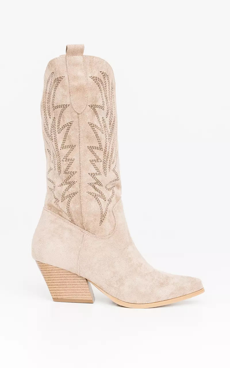 Cowboy boots met suède look Taupe