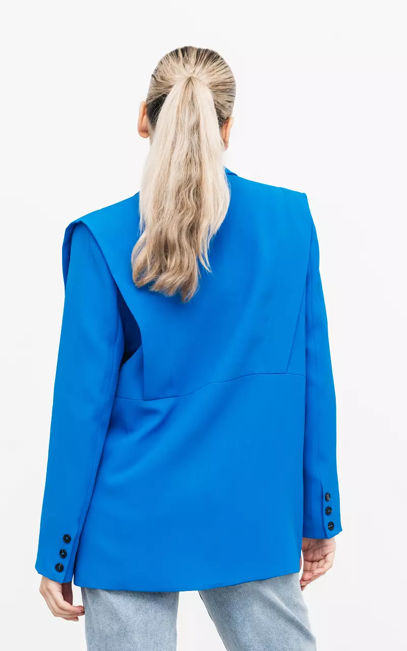 Oversized blazer met schouderstukken Kobalt Blauw