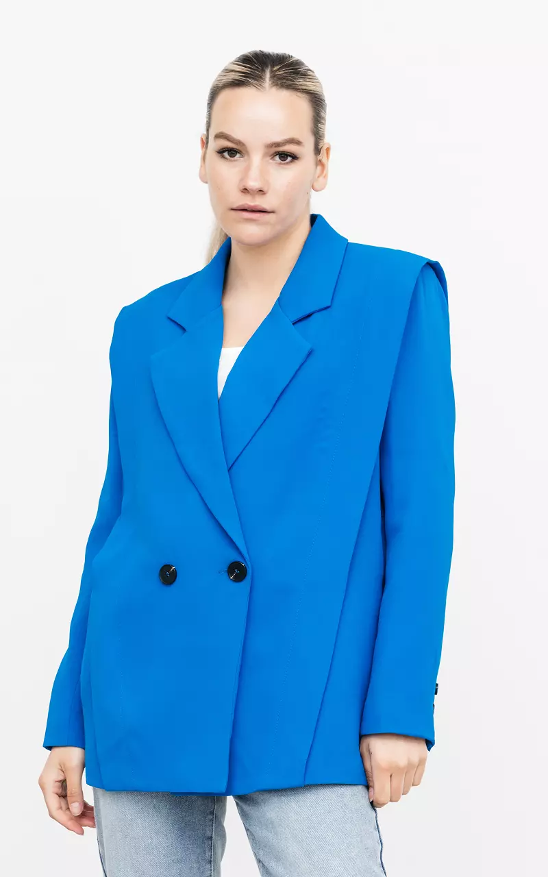 Oversized blazer met schouderstukken Kobalt Blauw
