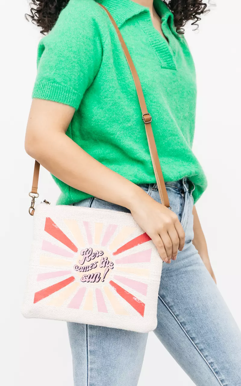 Eckige Tasche mit Print Creme Pink