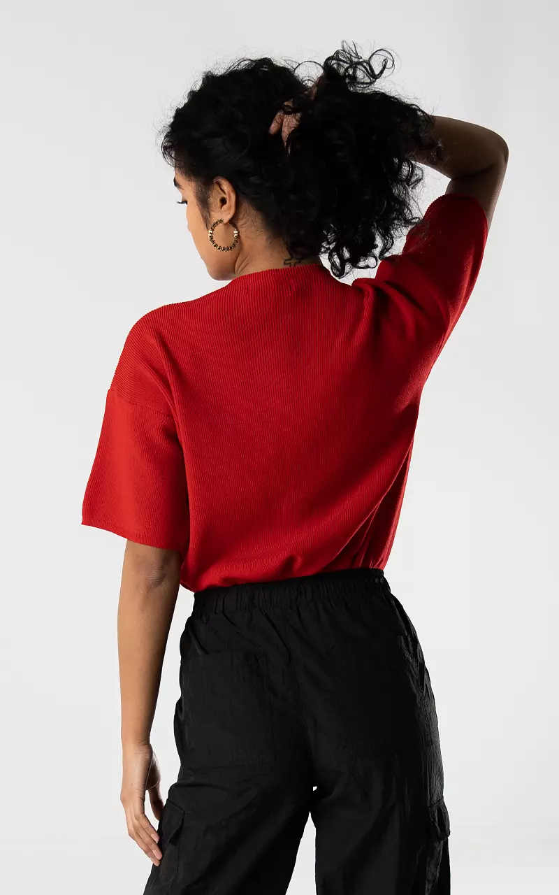 Top with round neck Red