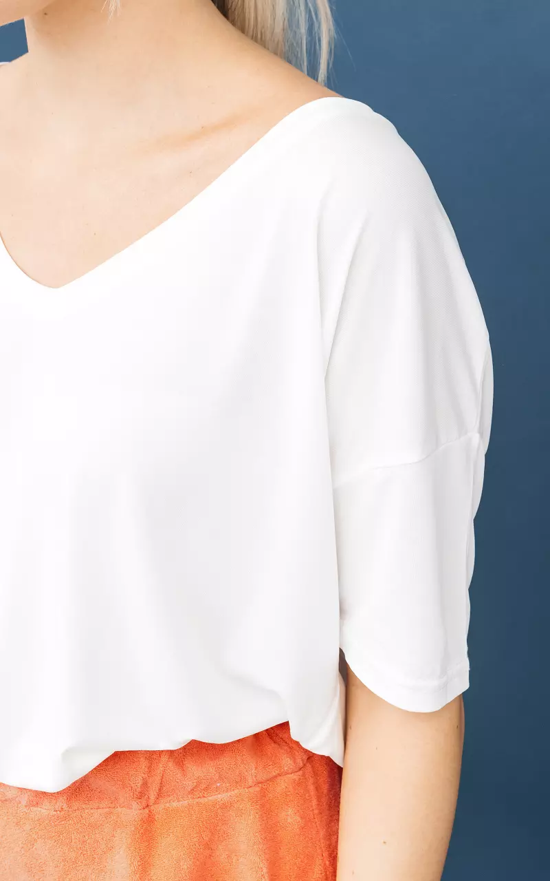Basic Shirt mit V-Ausschnitt Weiß