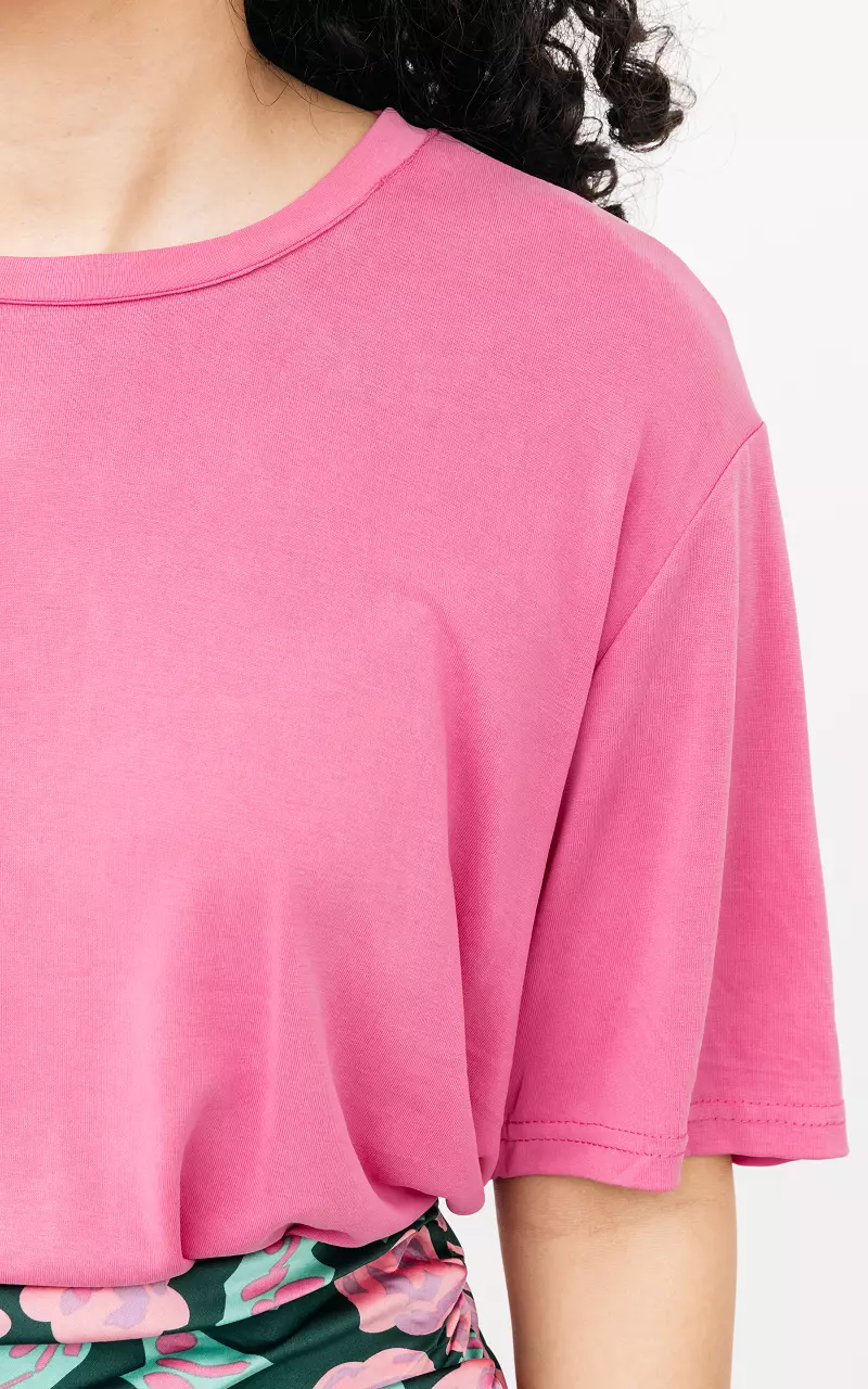 Weißes Basic Shirt Pink