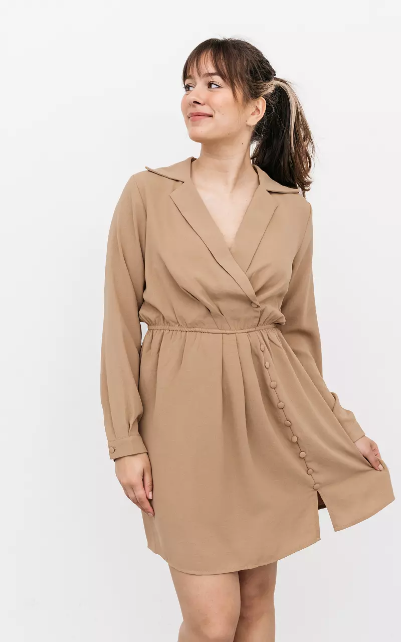 Dress with elasticated waist Light Brown