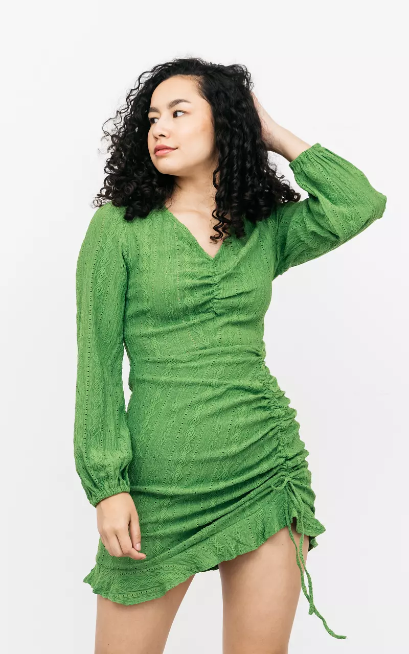 V-neck dress with wrinkle effect Green