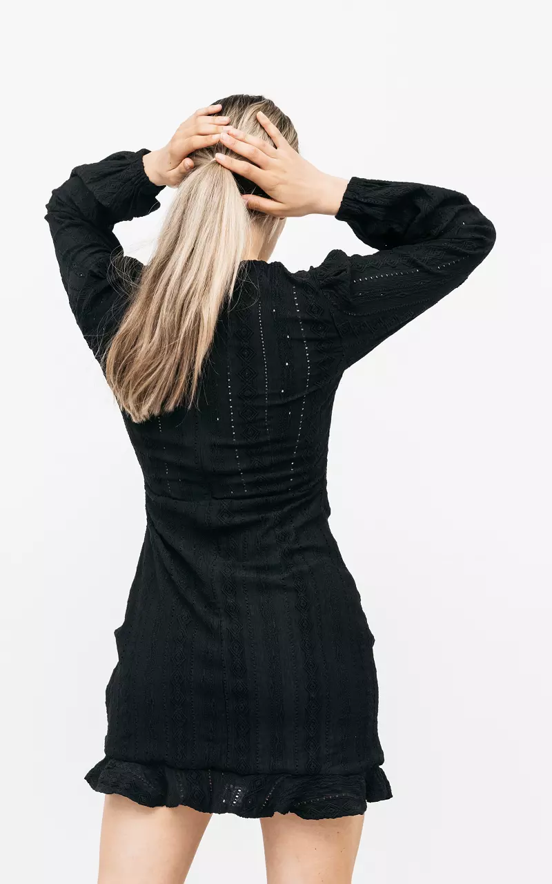 V-neck dress with wrinkle effect Black