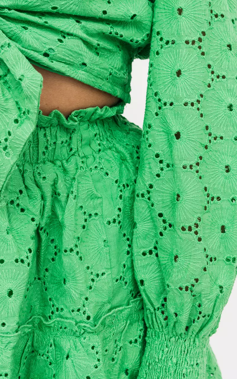 Mini rok met broderie details Groen