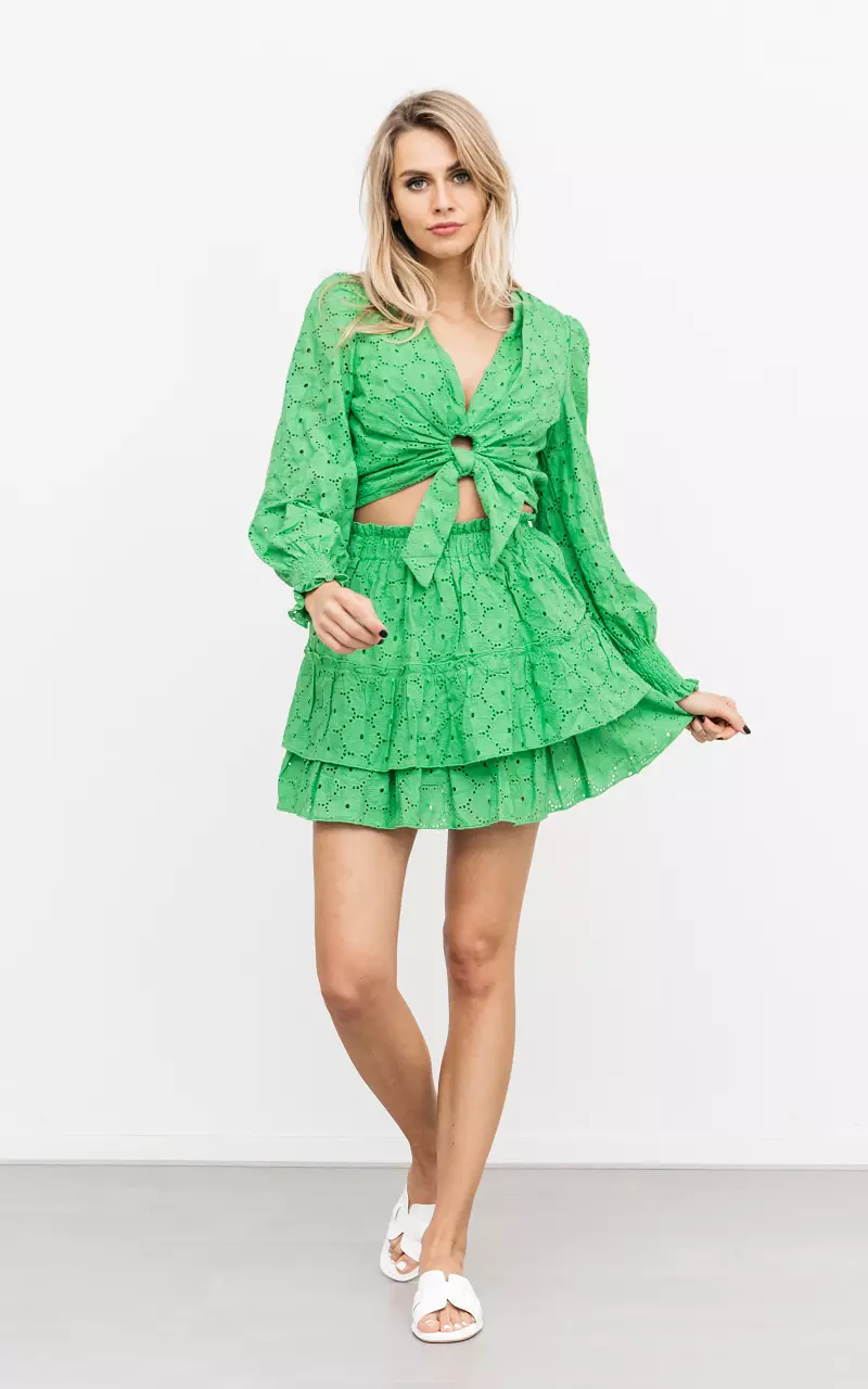 Mini skirt with embroidered details Green