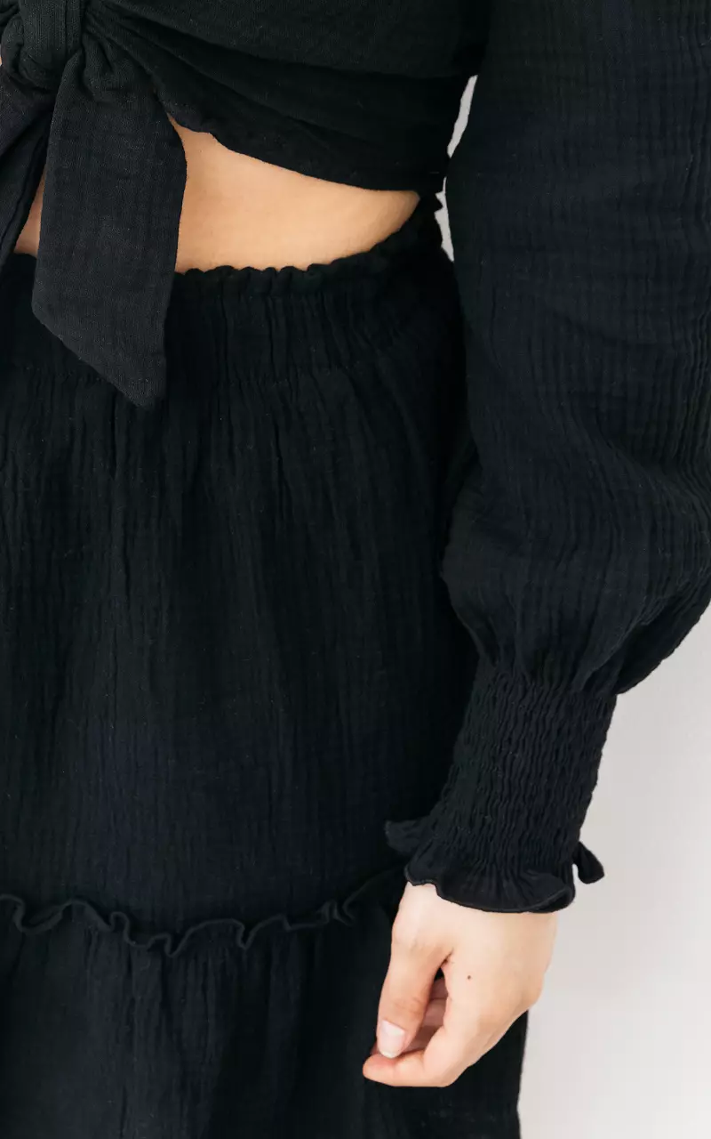 Cotton skirt with ruffles Black