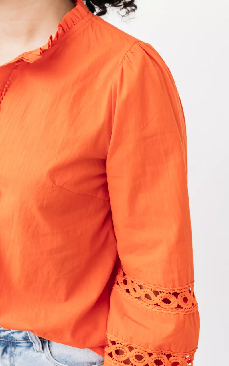 Verspielte Bluse mit Rüschen Orange