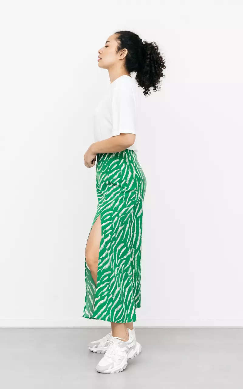 Maxi skirt with split Green White