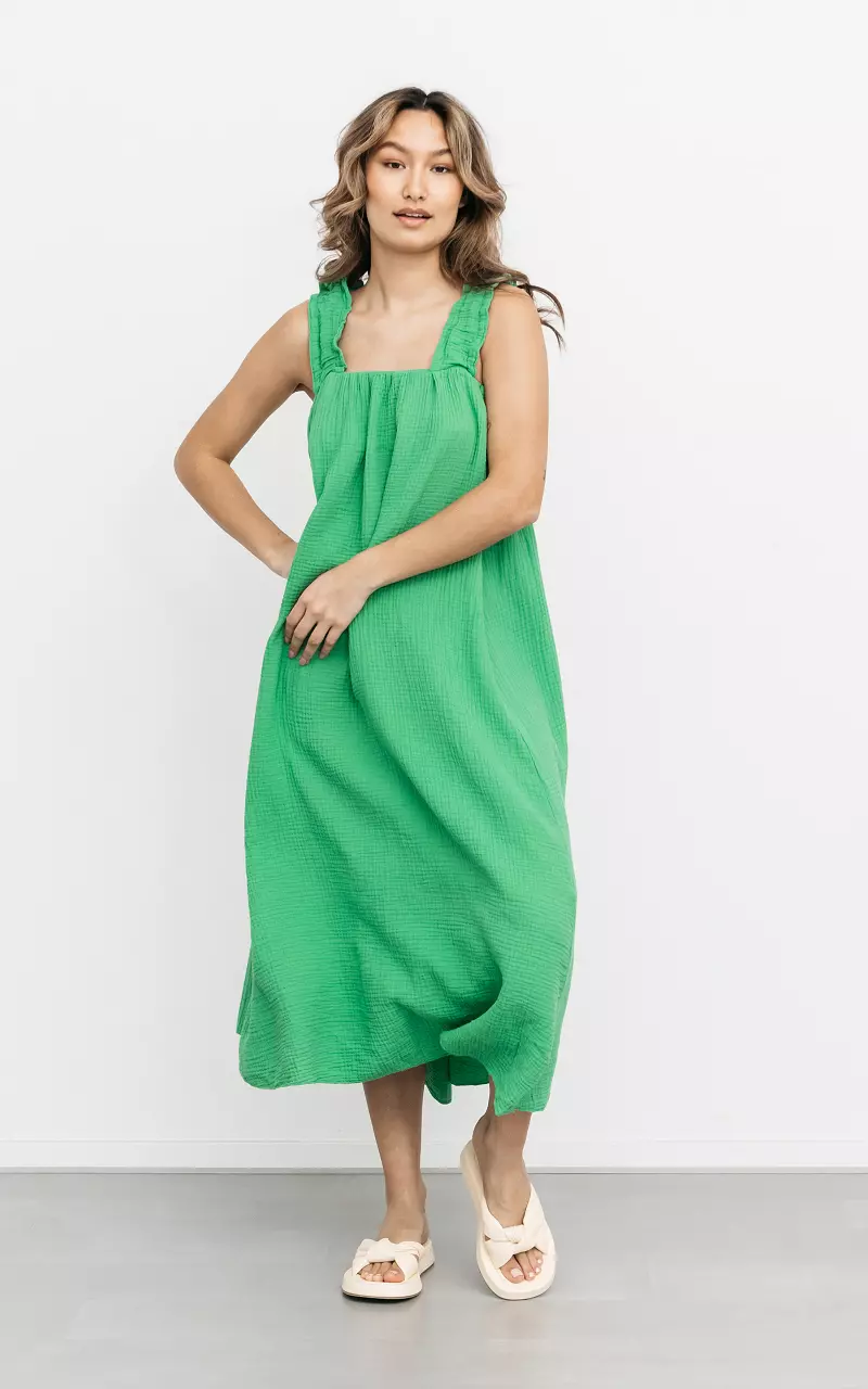 Uitlopende maxi jurk met strikdetail Groen