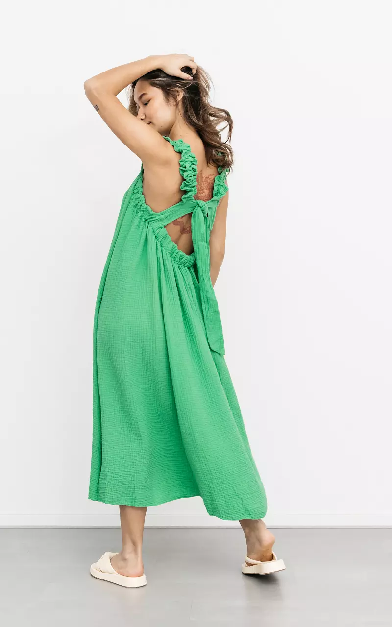 Wide dress with tie Green