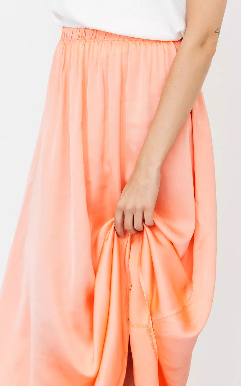 Satin-look maxi skirt Orange