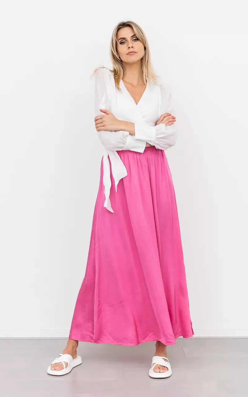 Satin-look maxi skirt Pink