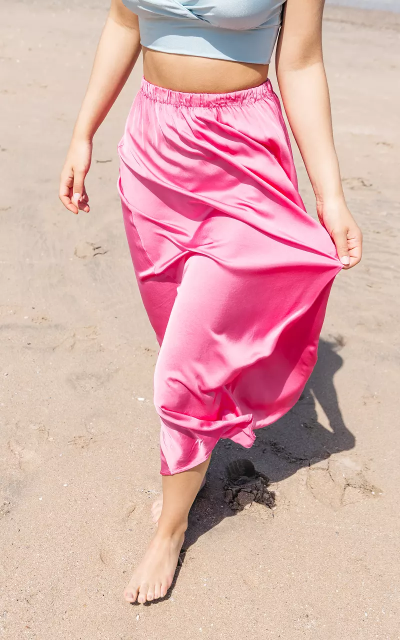Satin-look maxi skirt Pink
