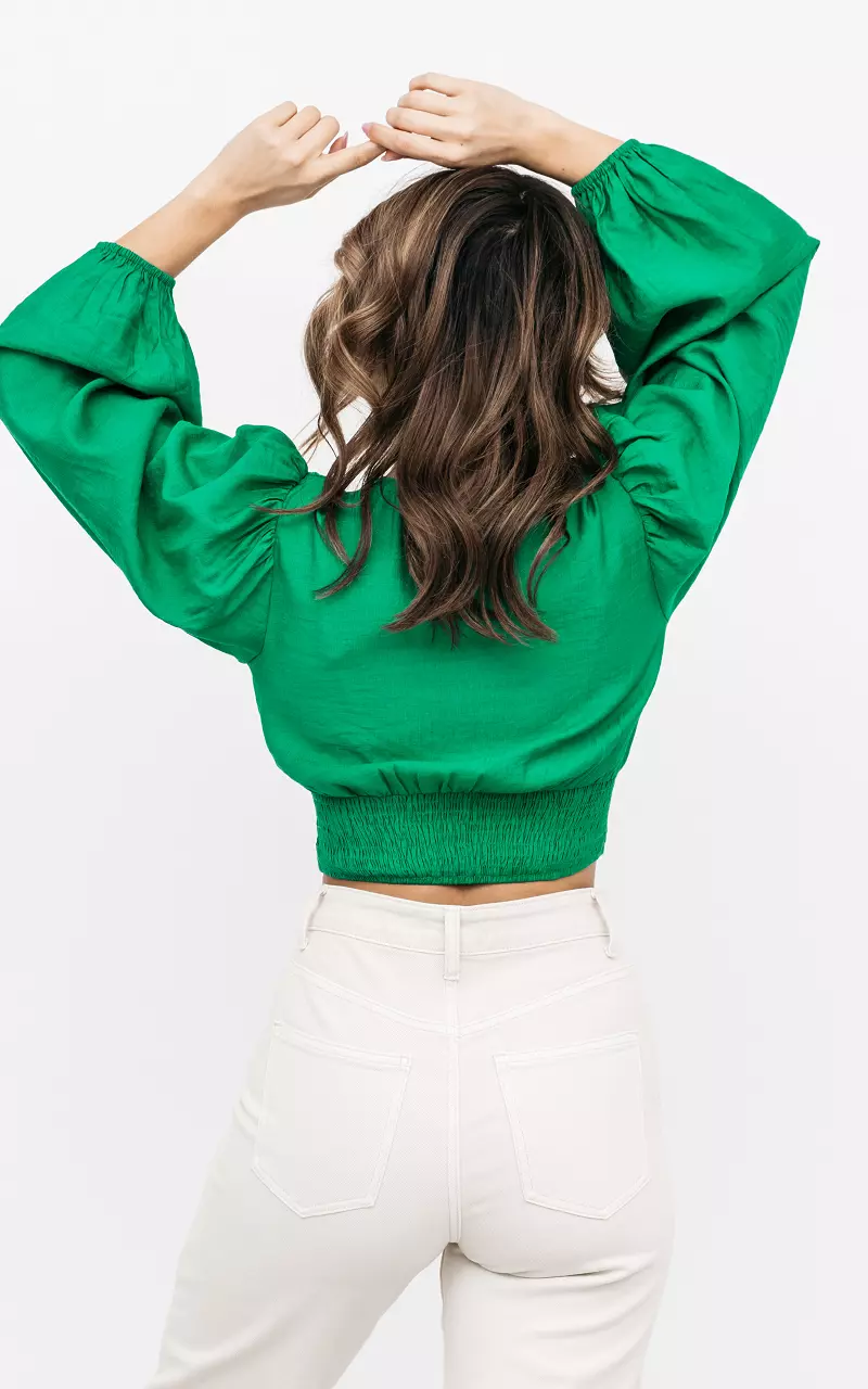 Crop top with balloon sleeves Green