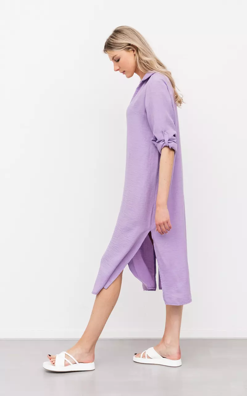 Midi shirt dress with split Lilac