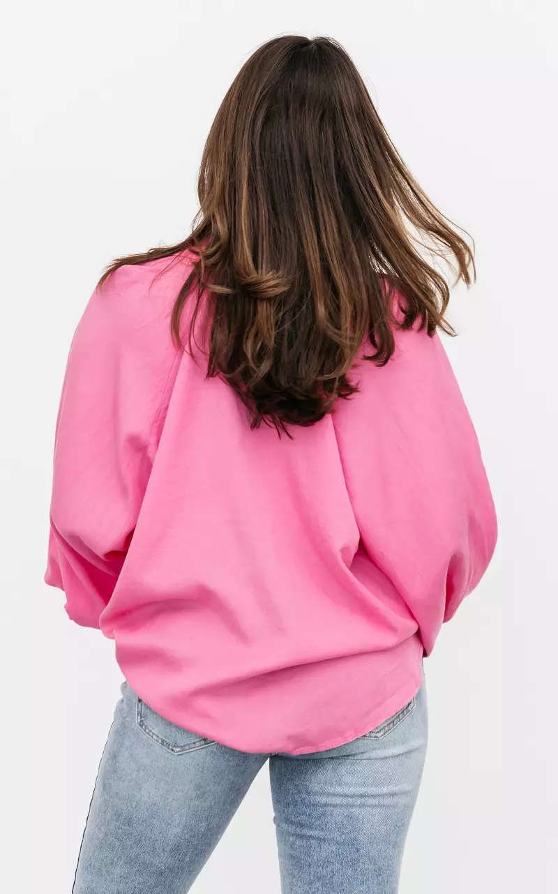 Basic blouse with balloon sleeves Pink