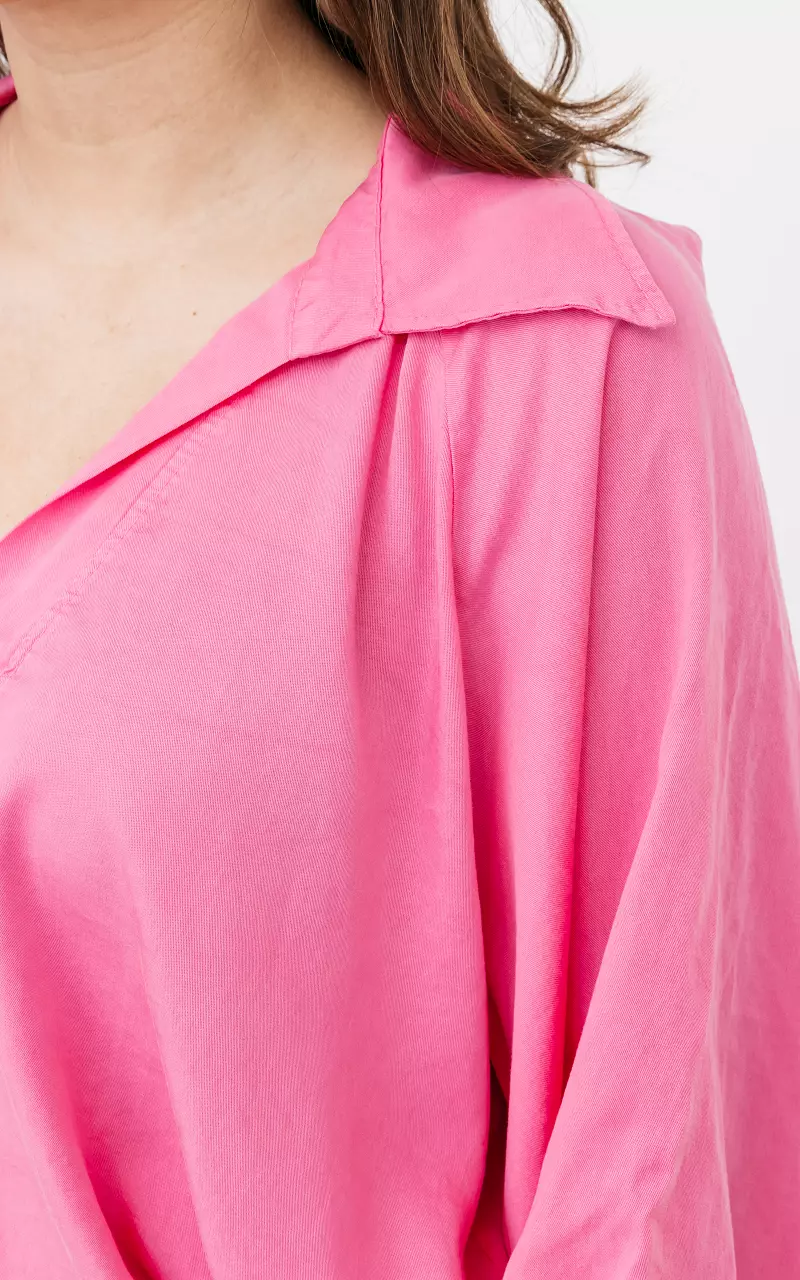 Basic blouse met ballonmouwen Roze