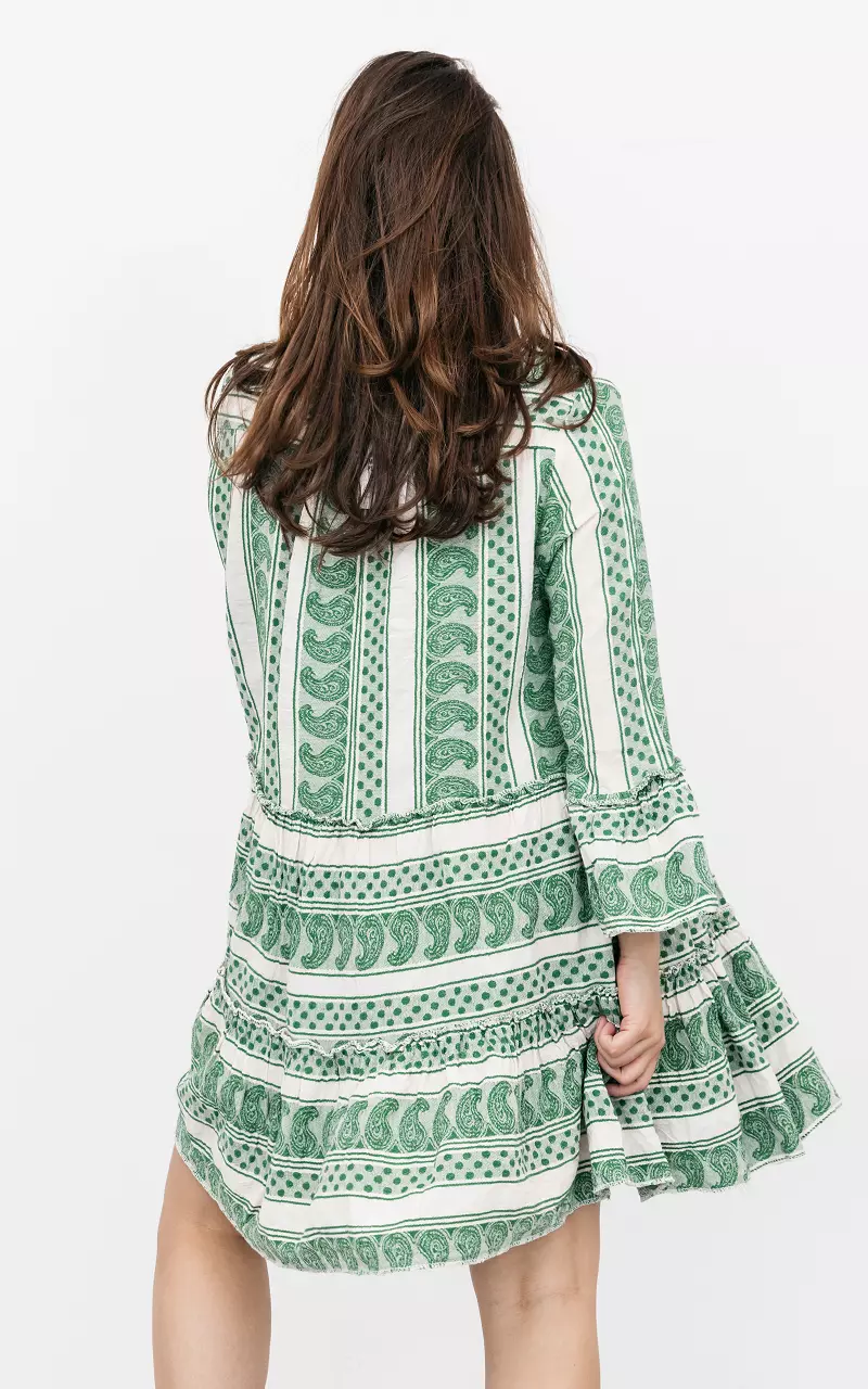 Baumwollkleid mit Paisley-Muster Grün Weiß