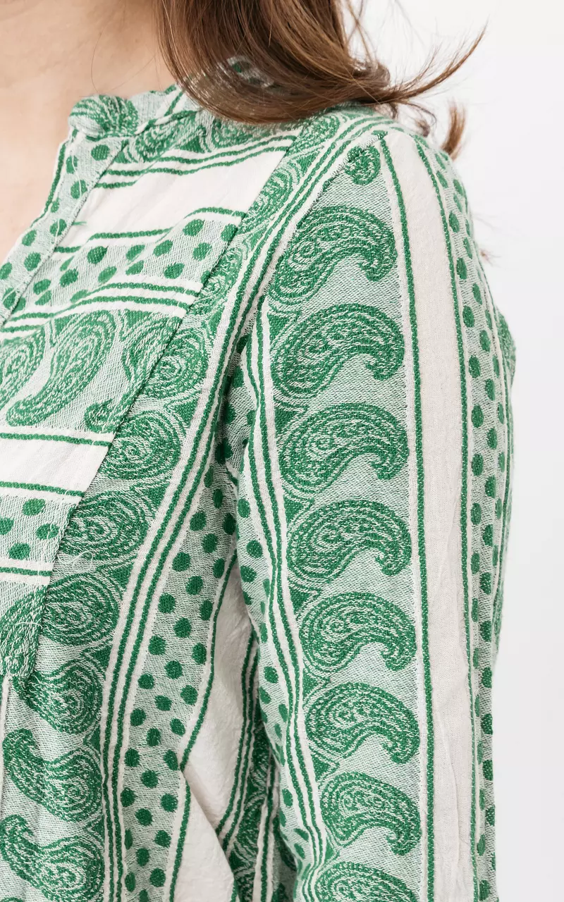 Baumwollkleid mit Paisley-Muster Grün Weiß