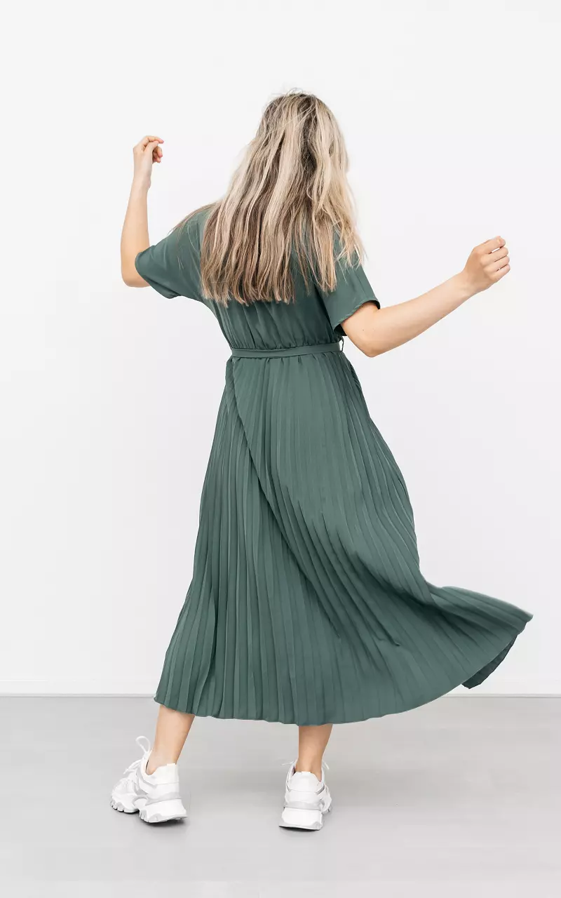 Maxi jurk met plissé Groen
