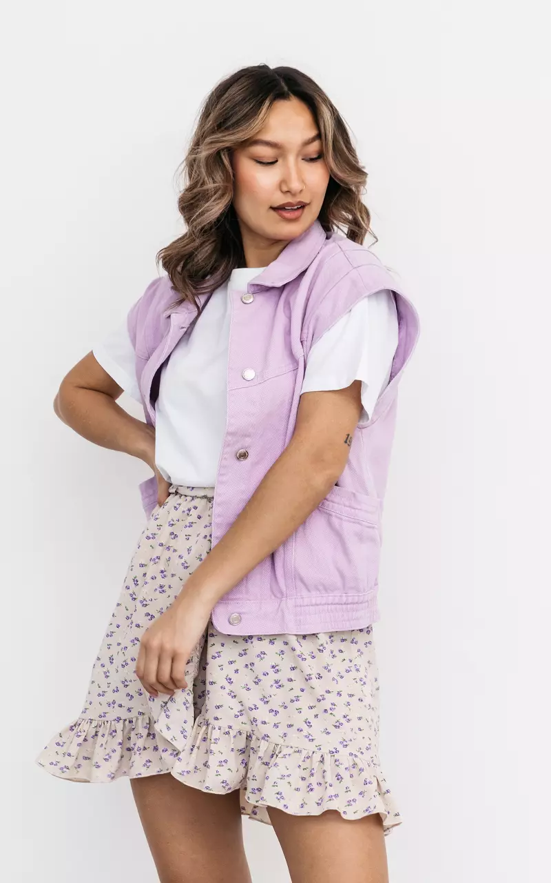 Denim waistcoat with pockets Lilac