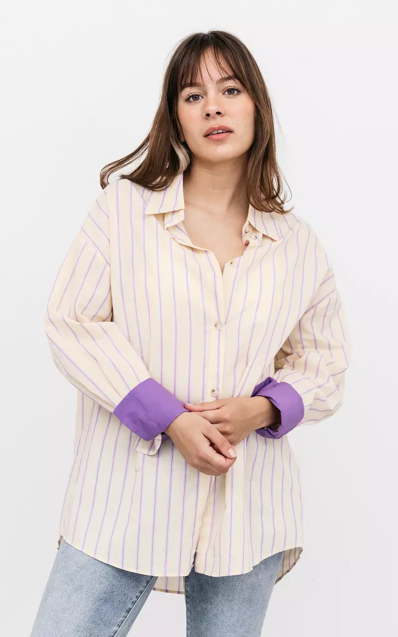 Oversized striped blouse Yellow Purple