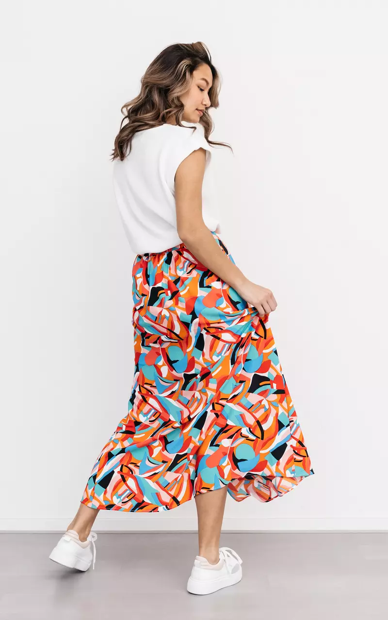 Maxi skirt with split Orange Light Blue