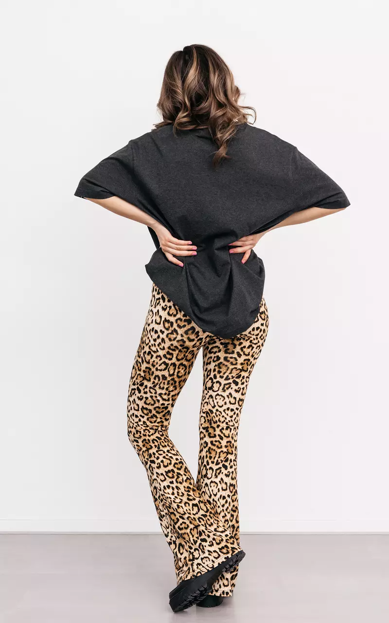 Leopard-print high waist flared pants Leopard