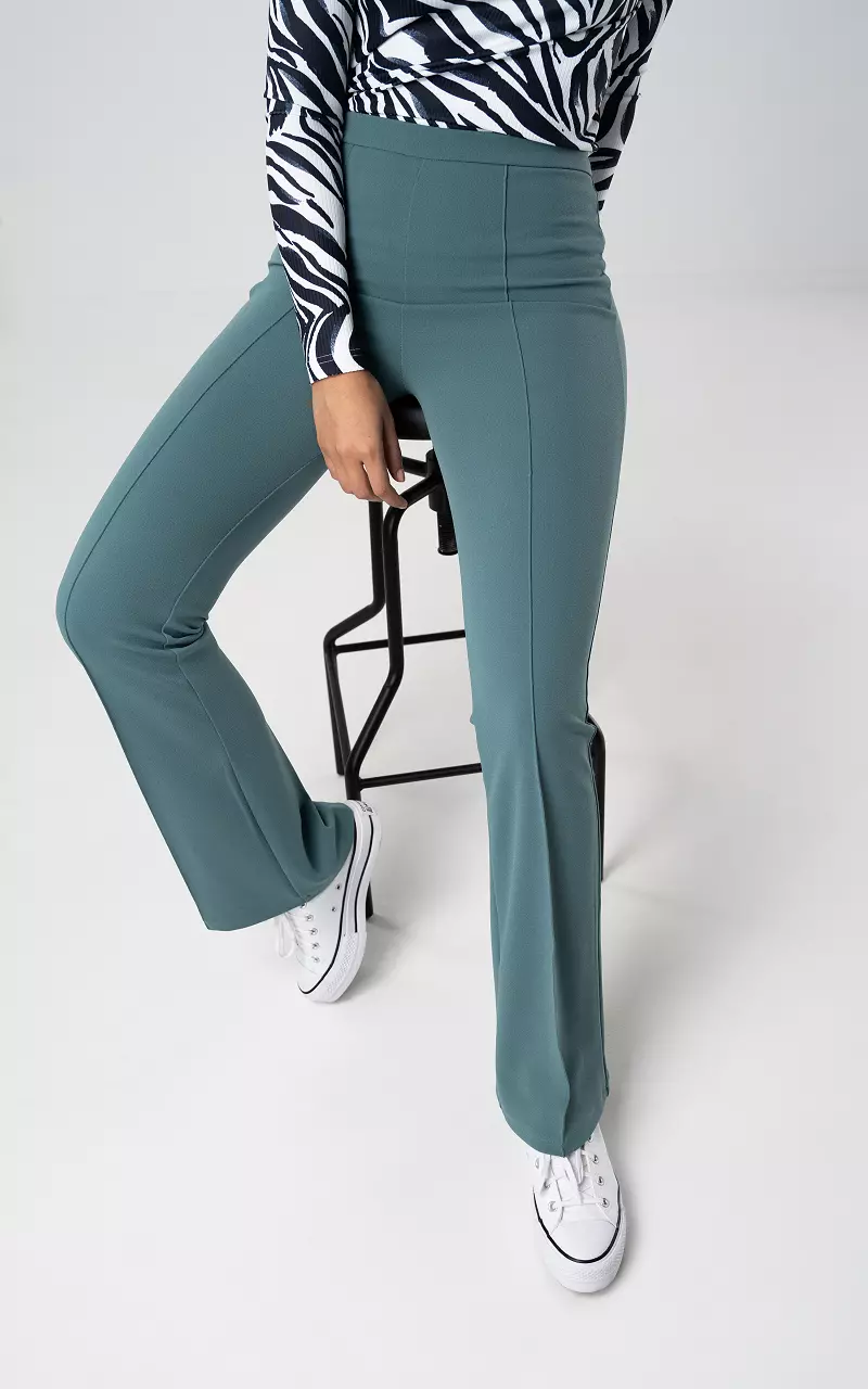 High-waist, flared trousers Petrol