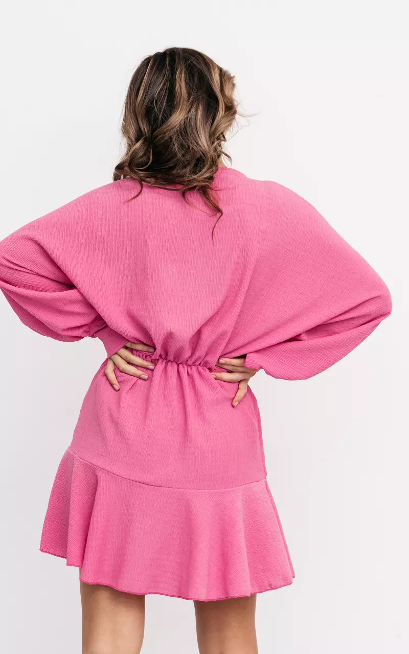 Wrap-around dress with v-neck Pink