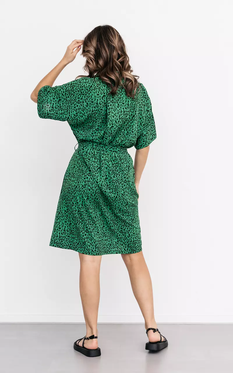 Midi jurk met knoopjes Groen Zwart