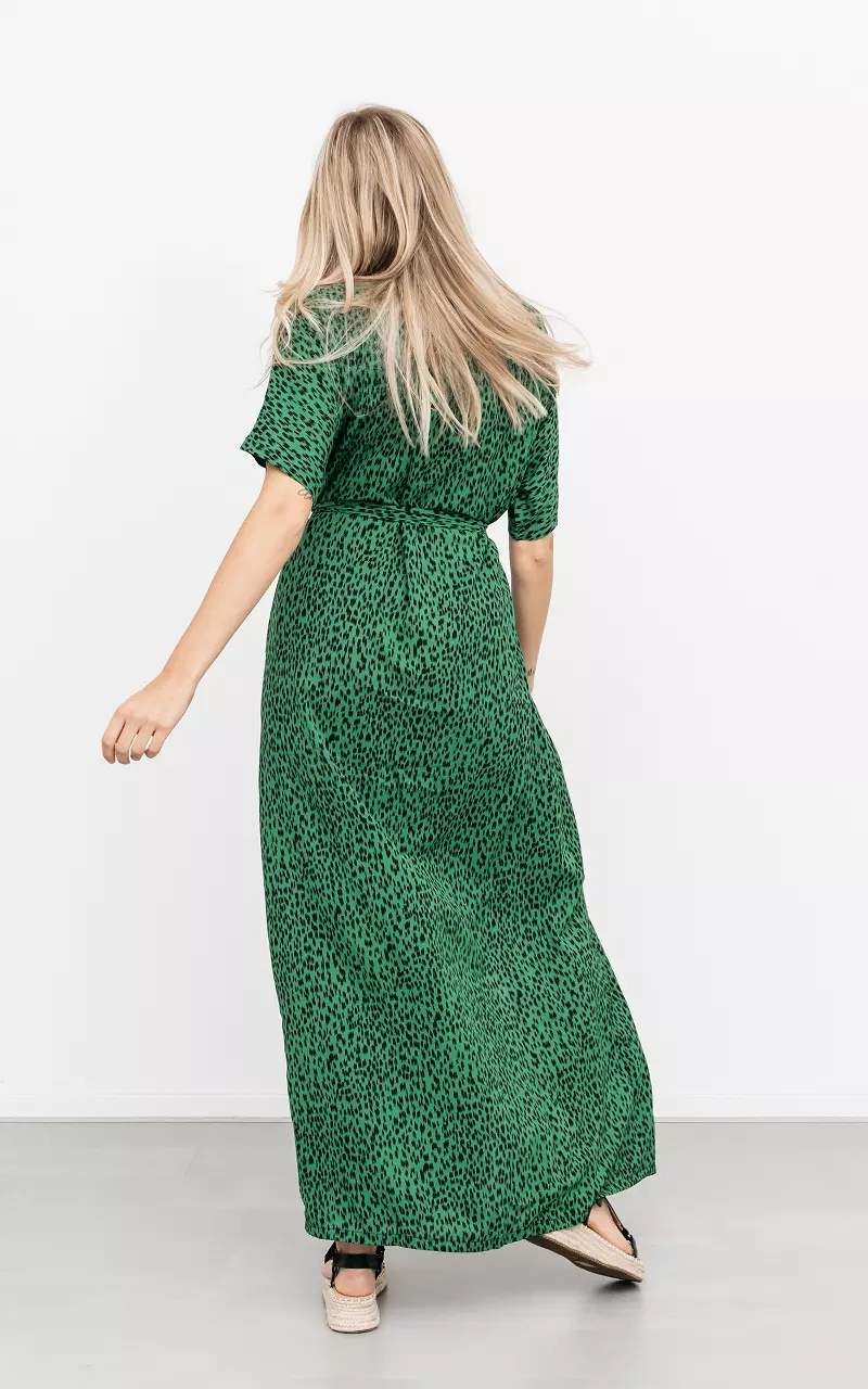 Maxi jurk met knoopjes Groen Zwart