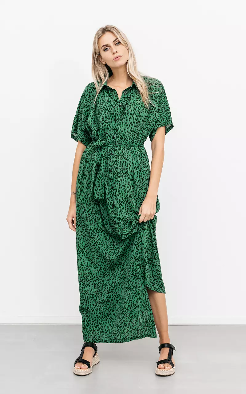 Maxi dress with buttons Green Black