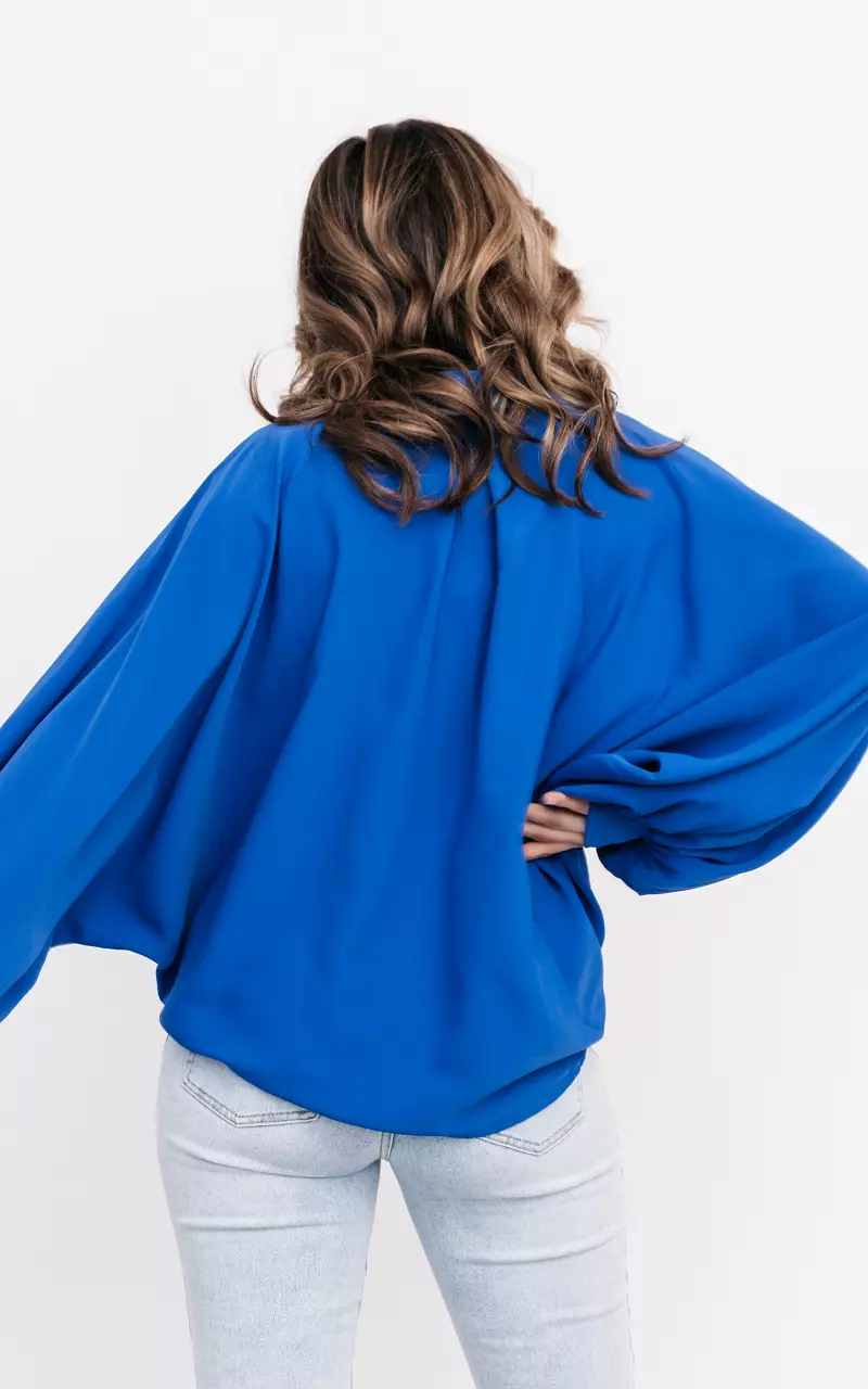 Oversized blouse met grote knopen Kobalt Blauw