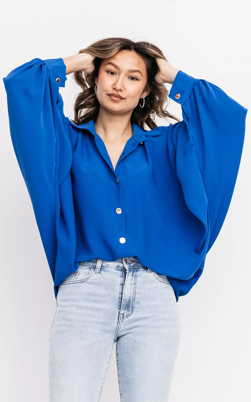 Oversized blouse with big buttons Cobalt Blue