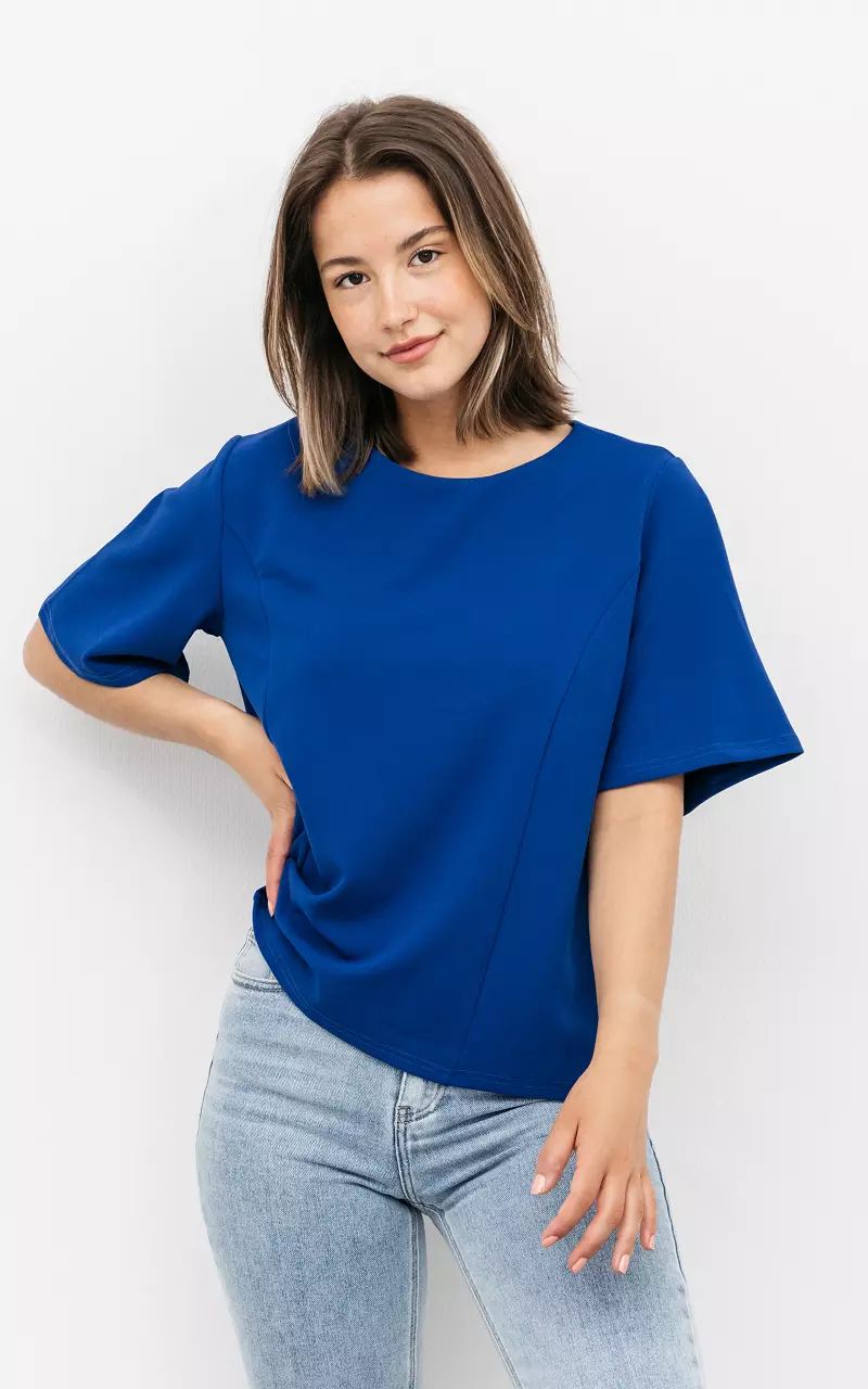 Basic Shirt mit Rundhalsausschnitt Kobaltblau