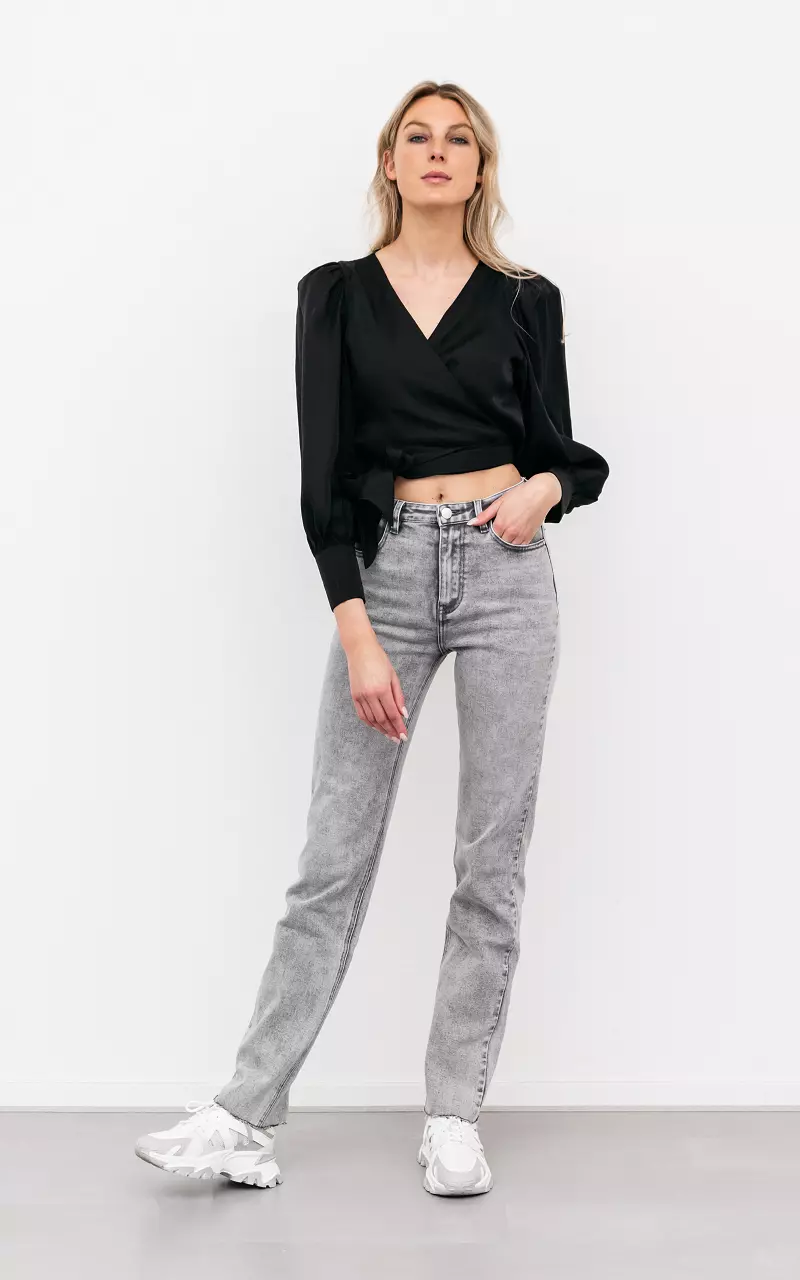 Light high-waist straight fit jeans Light Grey