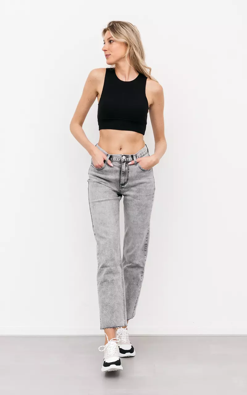 High waist 5-pocket jeans Lichtgrijs