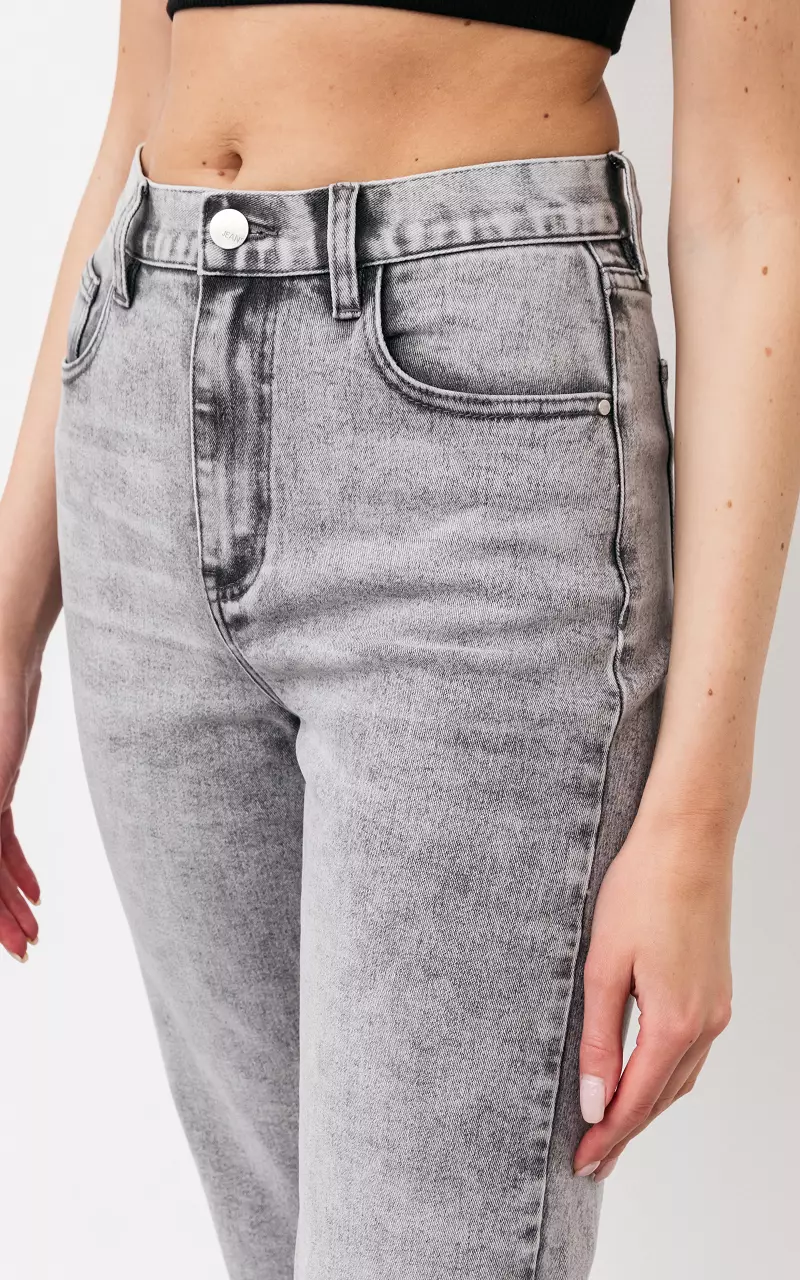 High Waist 5-Pocket Jeans Hellgrau