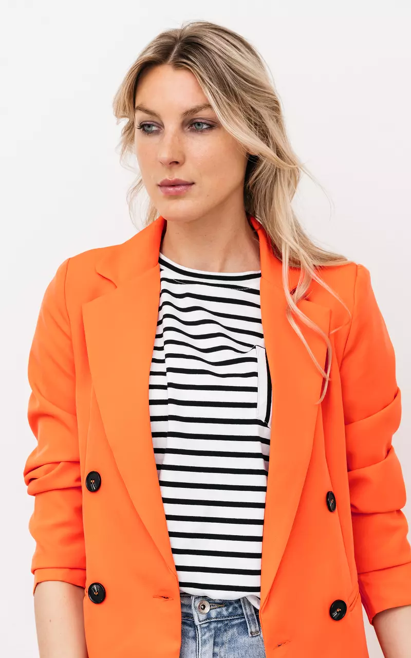 Double-breasted blazer with shoulder pads Orange