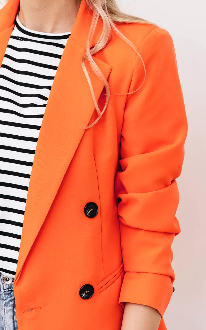 Double-breasted blazer with shoulder pads Orange